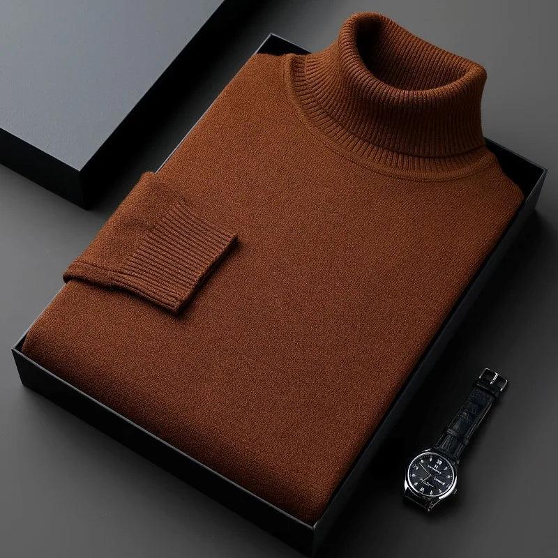 Men’s Knitted Turtleneck Sweater – Slim Fit, Anti-Pilling, Long Sleeve Pullover - JVMCL