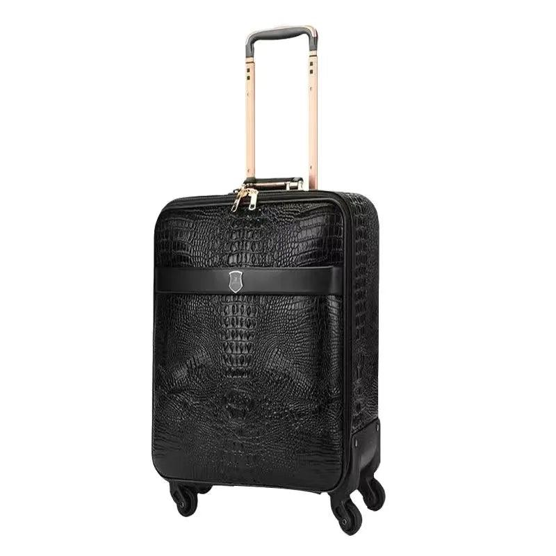 Crocodile Style Genuine Leather Luxury Trolley Luggage Universal Wheel Suitcase - JVMCL