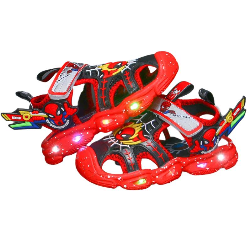 LED Sport Sandals Spiderman Sandals for Boys Casual Soft Sole Kids Shoes - JVMCL