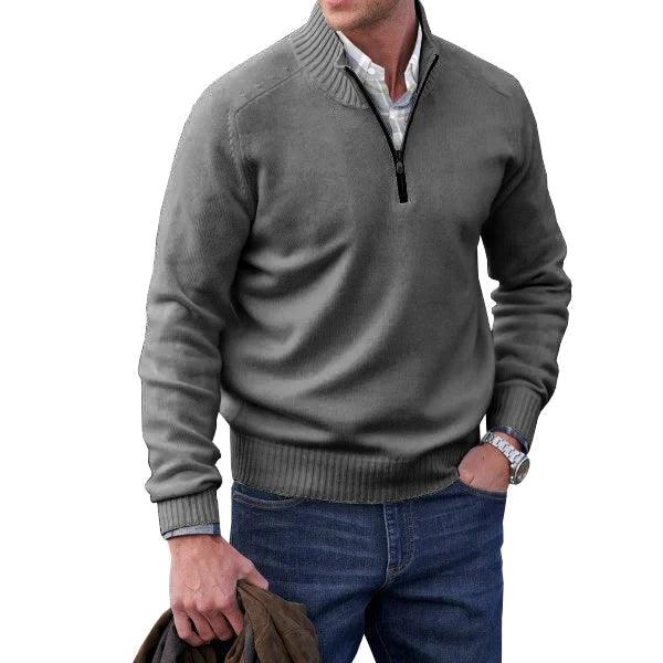 Men’s Cashmere Half-Zip Turtleneck Sweater–Warm Fleece-Lined Pullover for Winter - JVMCL