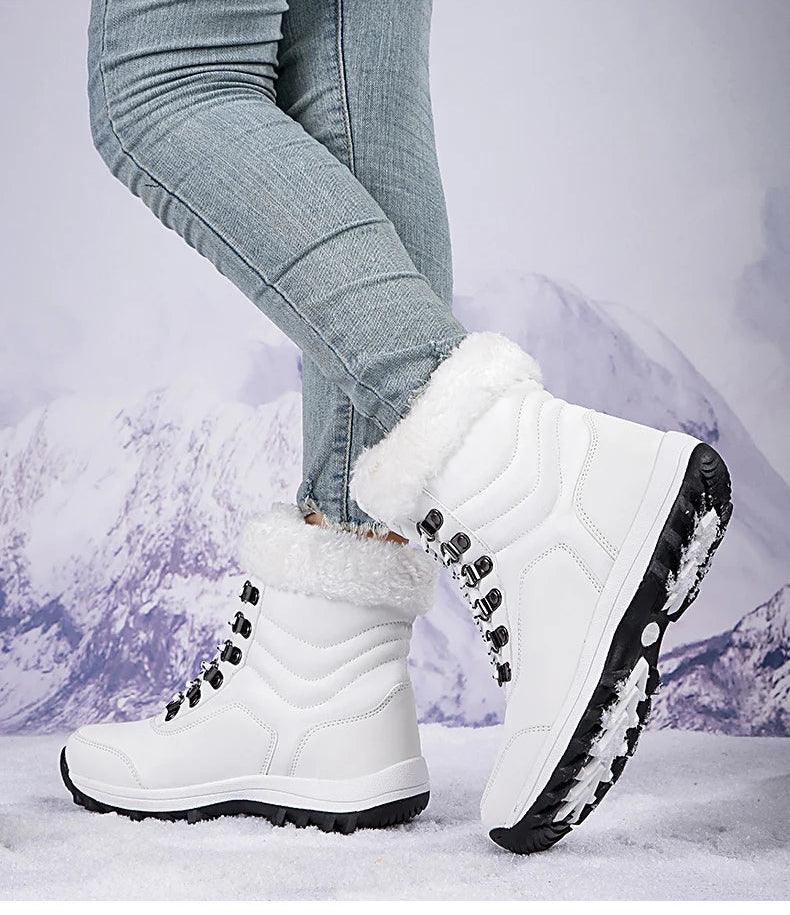 Outdoor Non-slip Women Warm Waterproof Boots Fashion Designer Plush Snow Boots - JVMCL