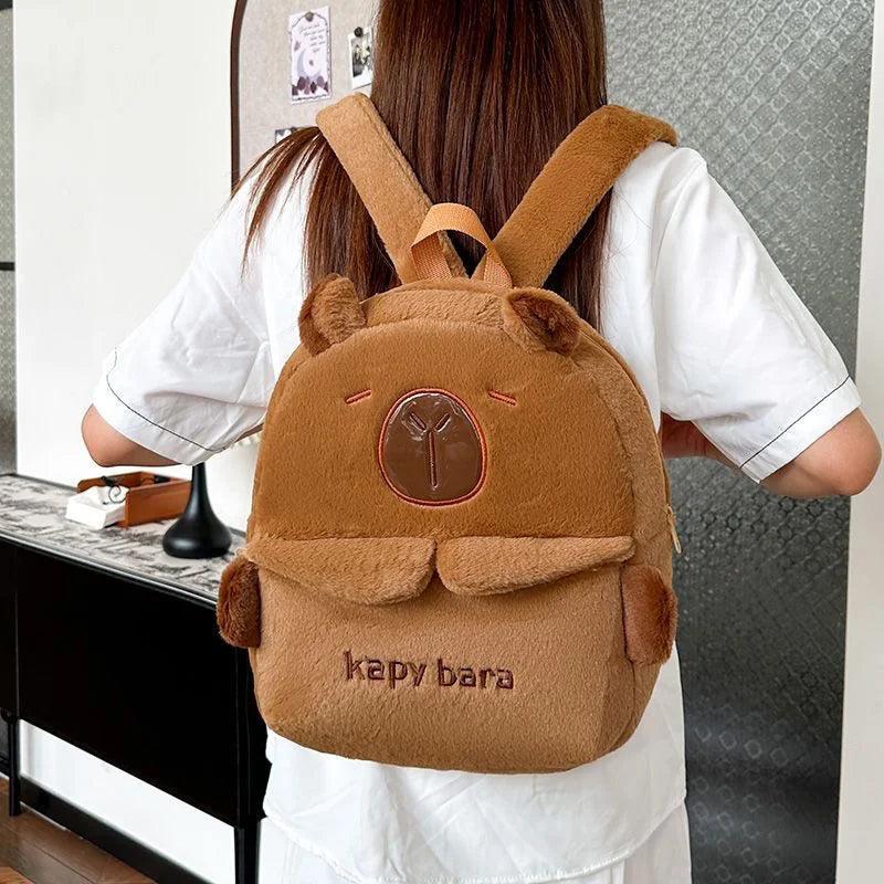 Cute Animal Embroidered Large-Capacity Plush Shoulder Bag Backpack for Outings - JVMCL