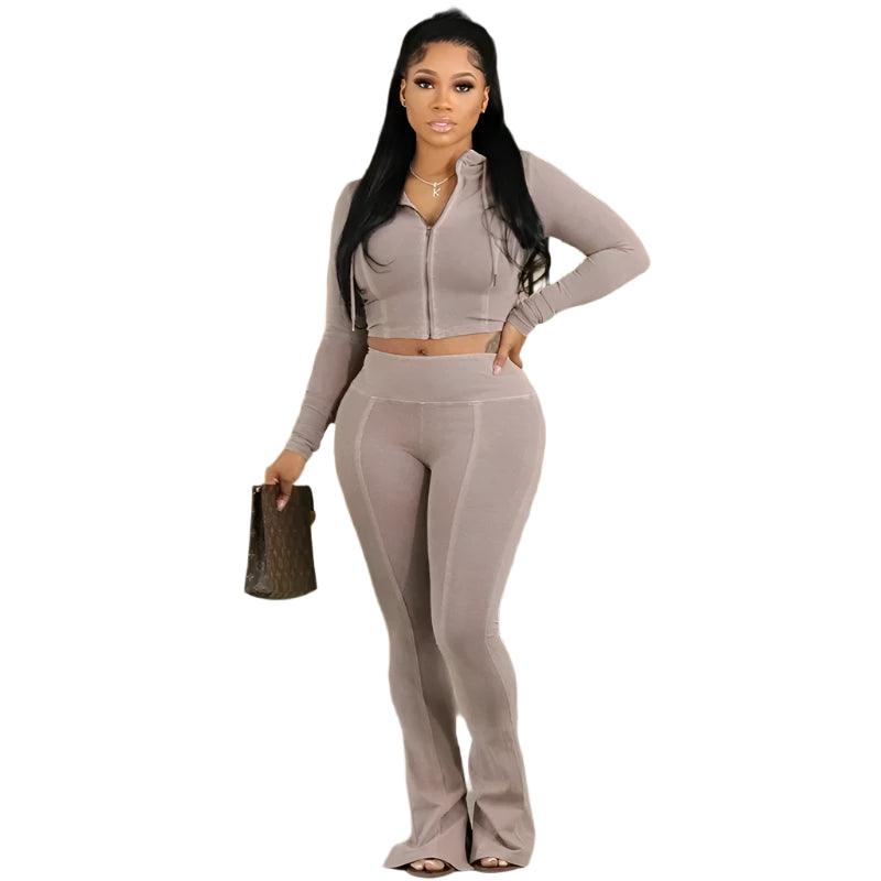 Fashion Autumn and Winter!Women's Sporty Fitness Tracksuit 2-Piece Set - JVMCL