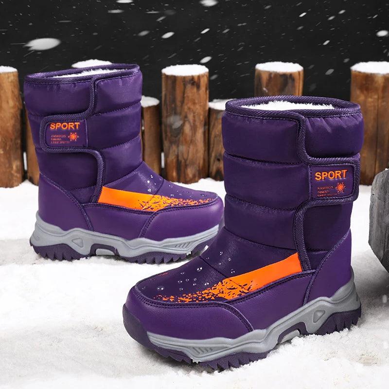 Adventure Warm Stylish Winter Outdoor Waterproof Plush Snow Boots for Kids - JVMCL