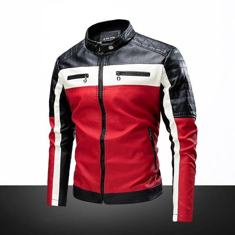 Standing Collar Leather Winter Jacket – Men's Business High-Grade PU Motorcycle Jacket - JVMCL