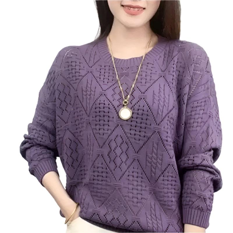 Elegant Knitted Sweater Loose-Fit Daily Work Casual Jumper for Spring Autumn - JVMCL