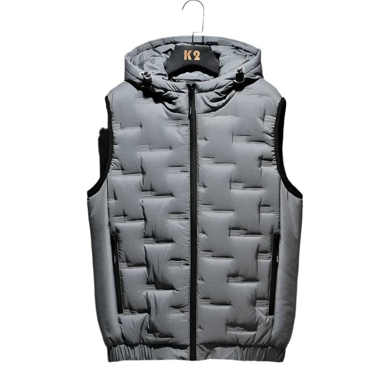 Pleated Solid Padded Vest Windproof Warm Sleeveless Jacket Casual Waistcoat - JVMCL