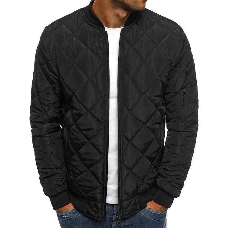 Men's Lightweight Down Jacket – Puffer Winter Coat Stand Collar Quilted Design - JVMCL