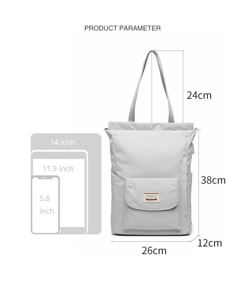 Waterproof Stylish Laptop Backpack for Women - Korean Fashion Oxford Canvas with USB Port - JVMCL