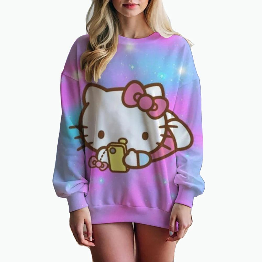 Cute & Trendy Hello Kitty 3D Print Sweatshirt – Youthful Casual Wear - JVMCL