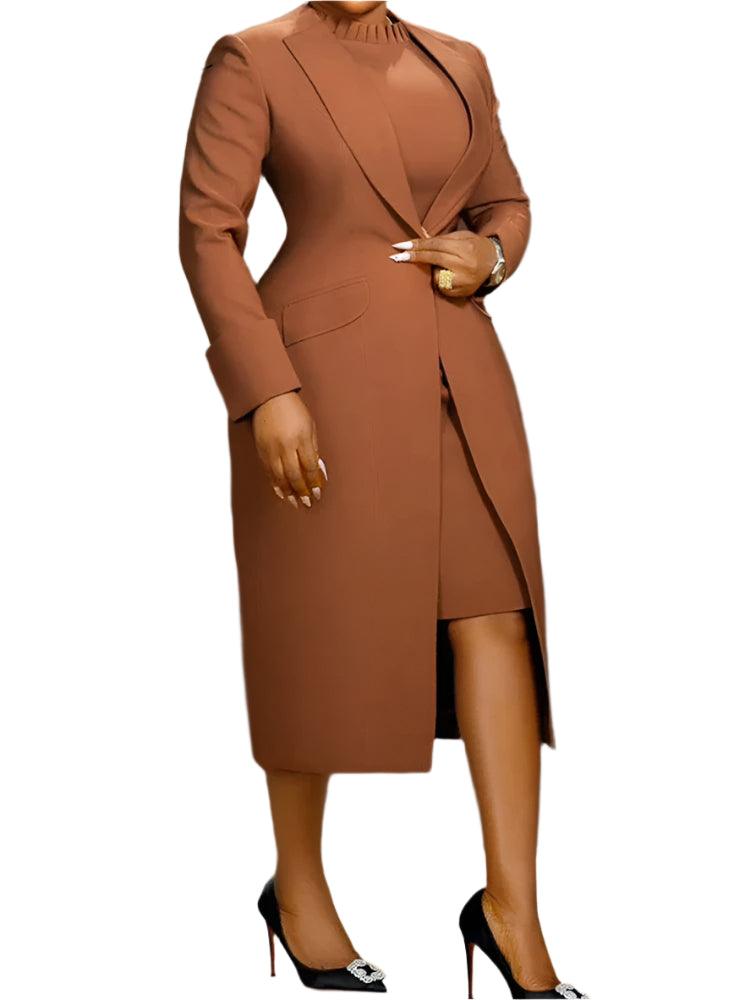 Elegant Office Lady 2-Piece Blazer & Dress Set – Business African Streetwear - JVMCL