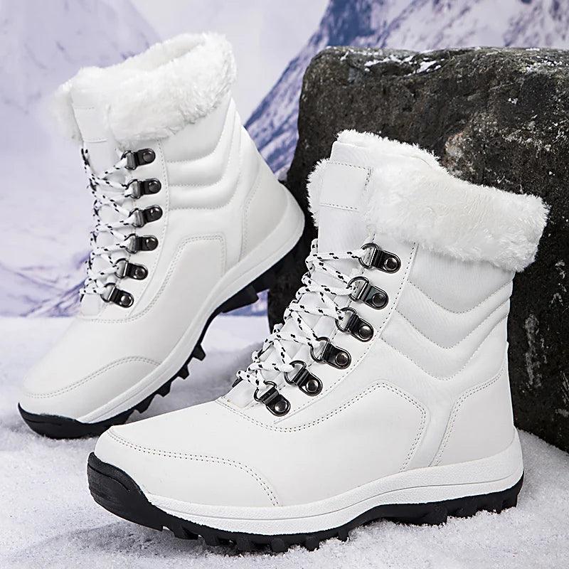 Outdoor Non-slip Women Warm Waterproof Boots Fashion Designer Plush Snow Boots - JVMCL