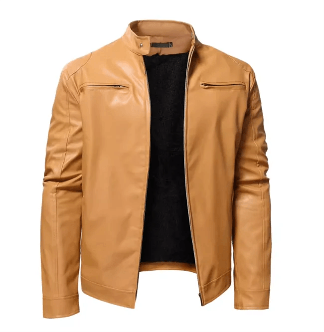 Stay Warm in Style: Plush Men's Leather Jacket Coat– Perfect for Autumn & Winter - JVMCL