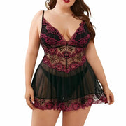 Ladies Sexy Lace Panel Pajama Dress – Sheer Lace Sleepwear & Suspender Nightdress - JVMCL