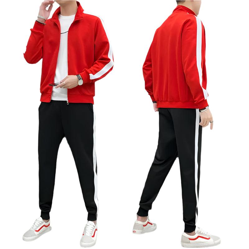 Men Sportswear Tracksuit–Loose Zip-Up Jacket and Pant Jogger Fitness Workout Set - JVMCL