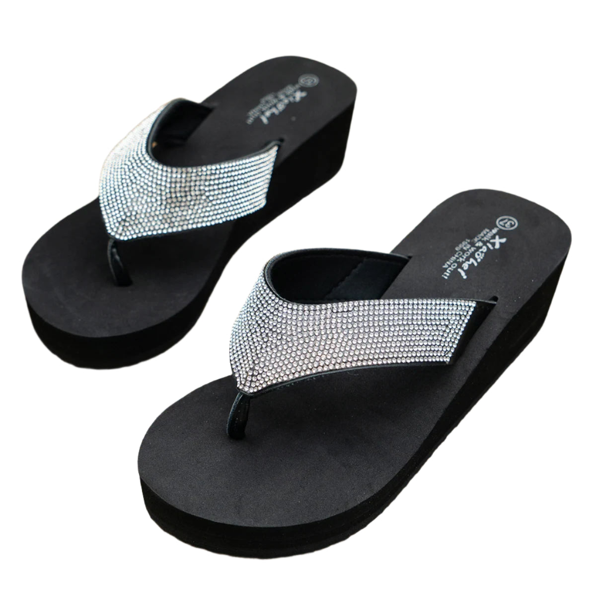 Women's Female Crystal Thongs Rhinestone Flip Flops Summer Slippers Sandals