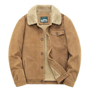 Men's Warm Winter Men's Warm Corduroy Jacket with Fur Collar - JVMCL