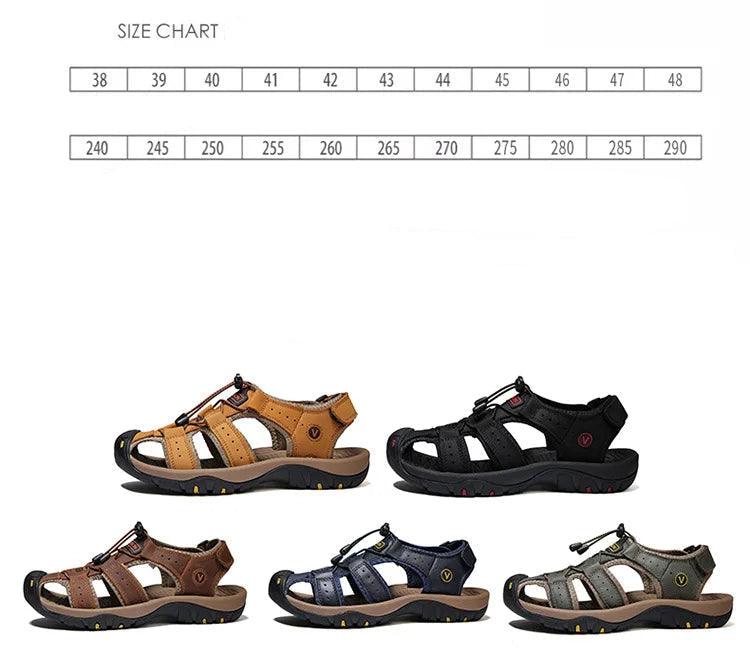 Men's Genuine Leather Gladiator Sandals – Sizes 38-47 - JVMCL