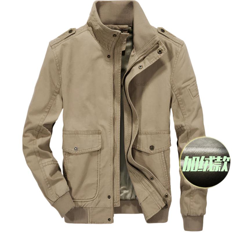 Men's Cotton Military Tooling Spring Autumn Jacket – Stand Collar Casual Coat - JVMCL