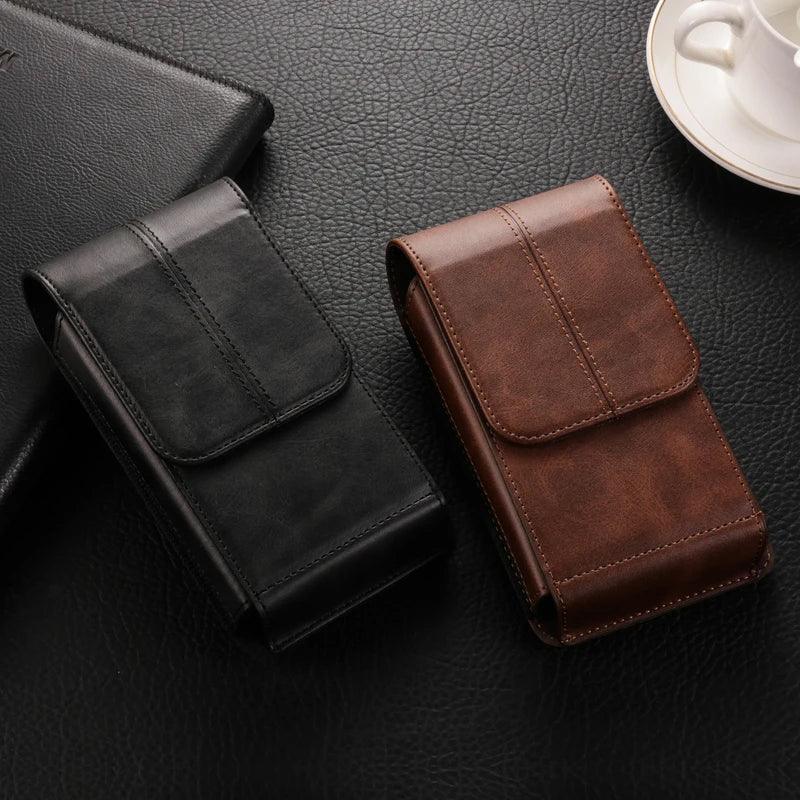 Leather Belt Case – Mobile Phone Waist Bag for iPhone 16, 15, 14, 13, 12 Series