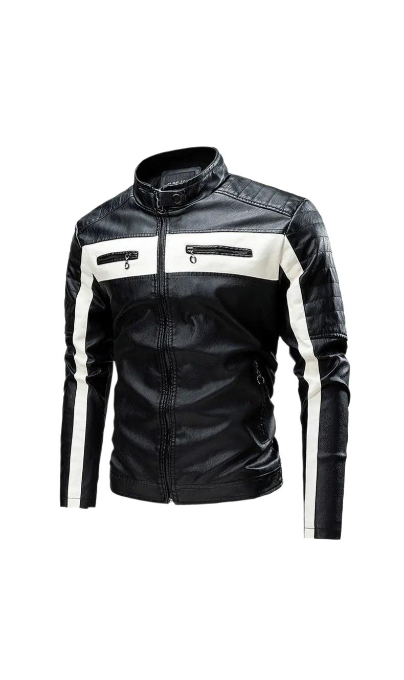 Standing Collar Leather Winter Jacket – Men's Business High-Grade PU Motorcycle Jacket - JVMCL