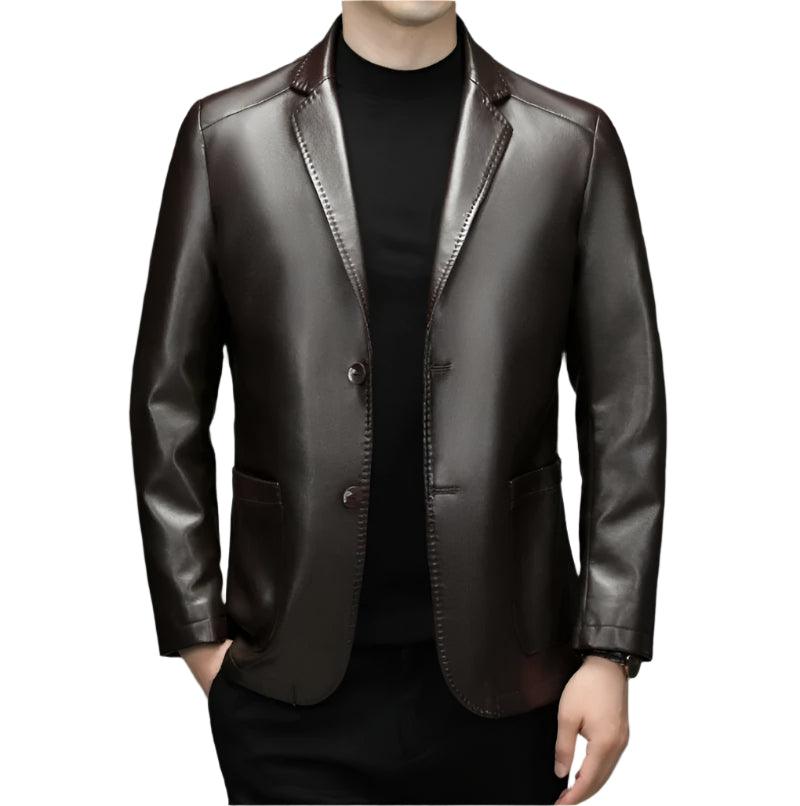 High-Quality Genuine Sheepskin Men's Leather Suit Coat – Autumn and Winter Jacket - JVMCL