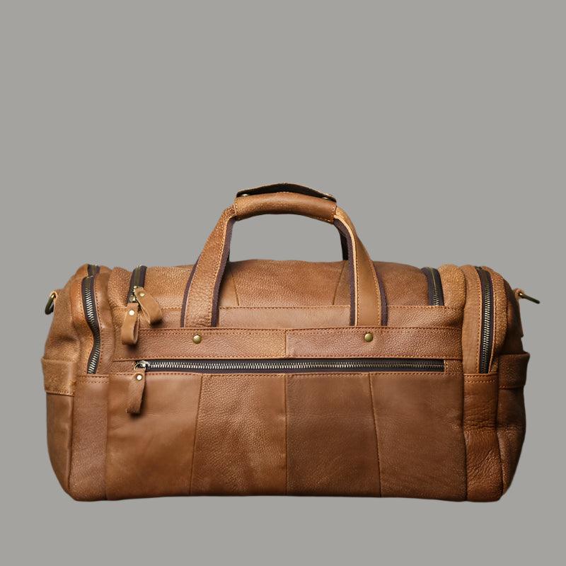 Retro Men's Genuine Leather Travel Duffel Bag – Large Capacity Hand Luggage & Messenger Bag - JVMCL