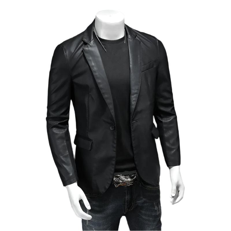 Men's Slim Fit Leather Jackets Motorcycle Coats -Leather Suede Outerwear (5XL) - JVMCL