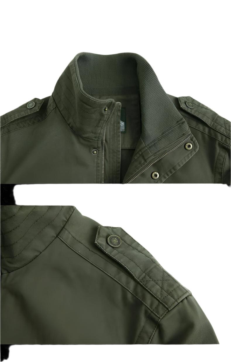 Functional Style Cotton Multi-Pocket Military Cargo Bomber Jacket for Men - JVMCL