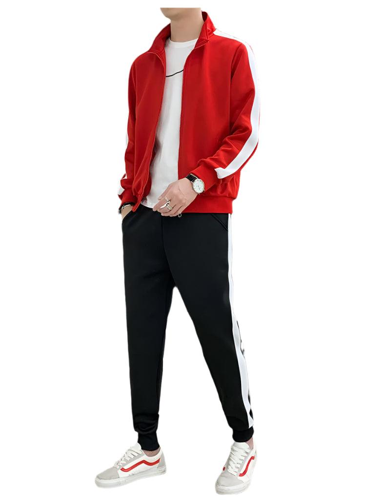 Men Sportswear Tracksuit–Loose Zip-Up Jacket and Pant Jogger Fitness Workout Set - JVMCL