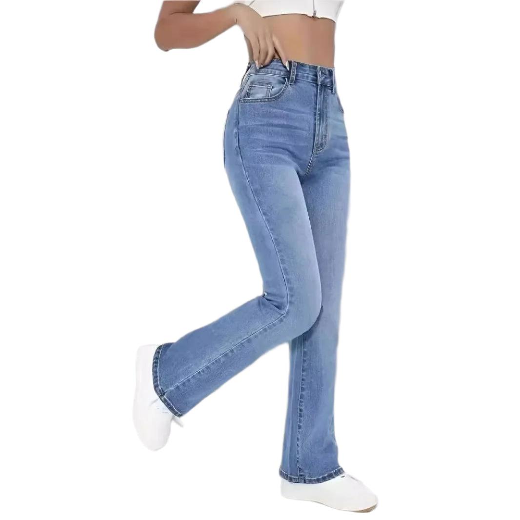 Slimming High-Waist Straight-Leg Jeans – European & American Casual Chic Denim - JVMCL