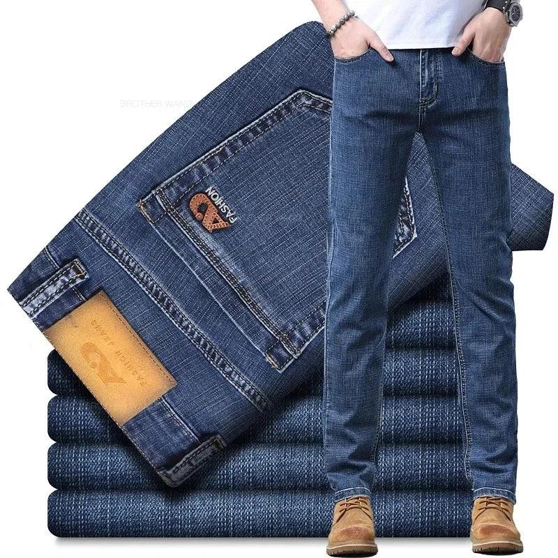 Men's Thin Casual Stretch Fashion Business Casual Straight Classic Denim Pants - JVMCL