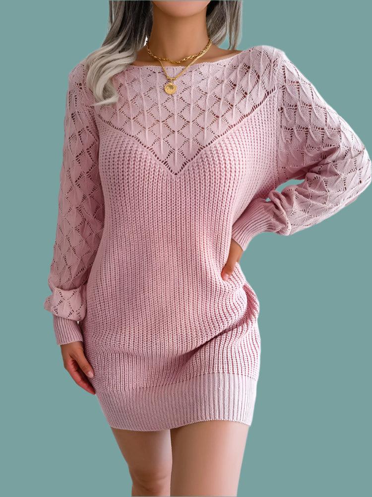 Warm Chic Long Sleeve Style Casual Mini Sweater Dress for Autumn/Winter - JVMCL