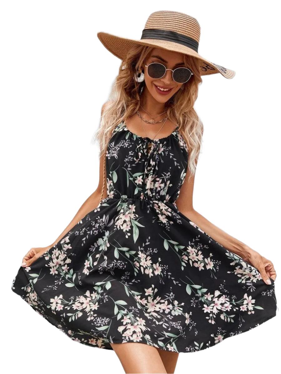 Summer Floral Print Spaghetti Strap Mini Dress – 2024 Y2K Beach Sundress - JVMCL