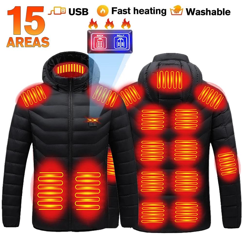 21-Area Heated Waterproof Winter Coat – USB-Powered Warm Vest for Men & Women - JVMCL