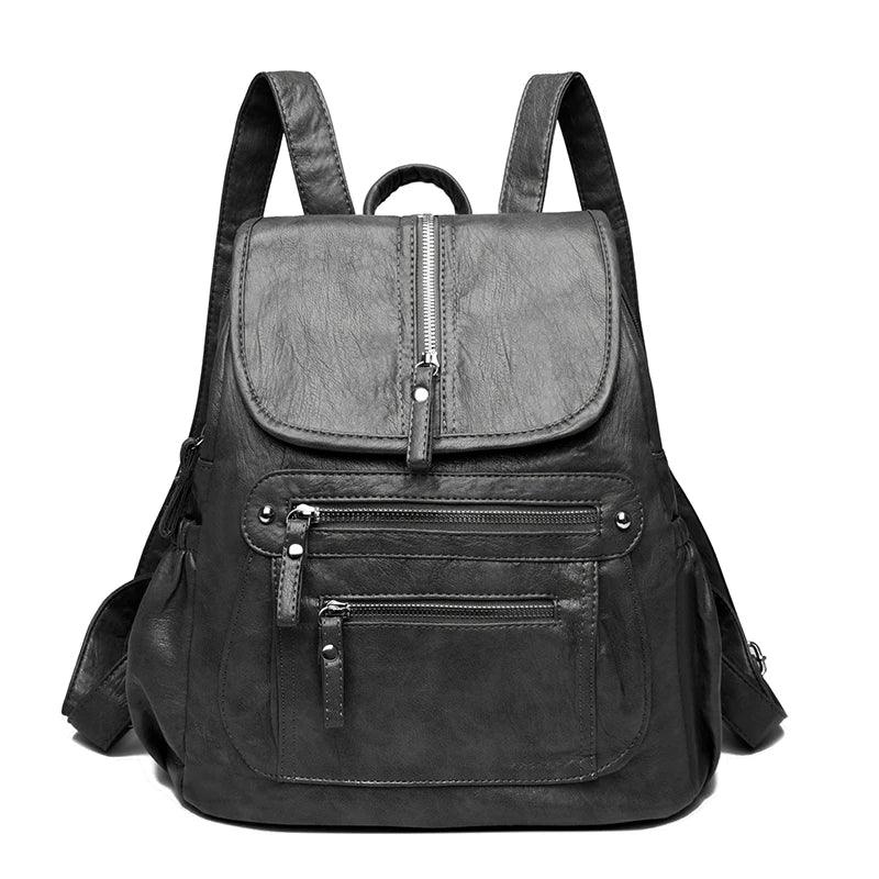 Women’s Soft PU Leather Backpack – High-Capacity Travel & School Bag for Teens - JVMCL