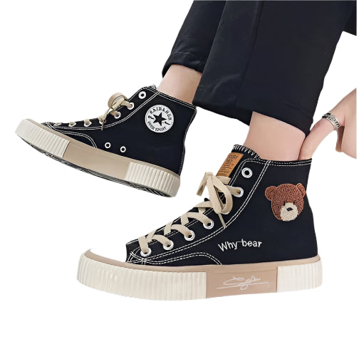 Cute High-Top Canvas Sneakers – Breathable & Stylish Print Vulcanized Shoes - JVMCL