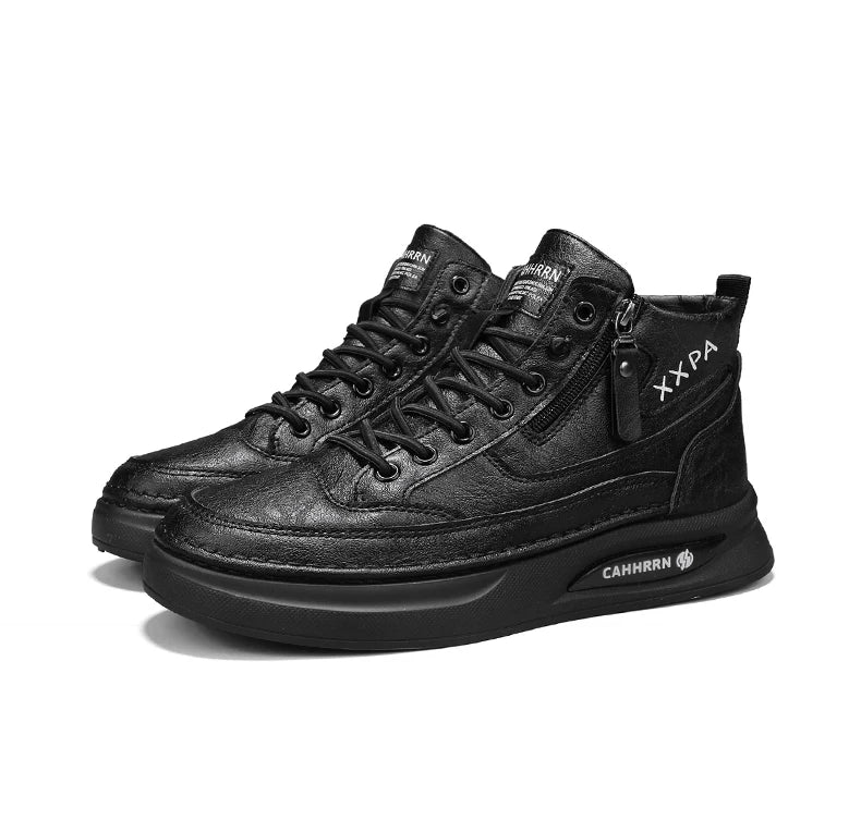 Men’s Leather Skateboard Sneakers – Luxury Platform Casual Walking & Work Shoes - JVMCL