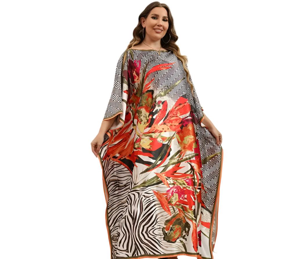 Plus Size Bohemian Nightdress - Silky Beach Robe & Homewear for Women - JVMCL