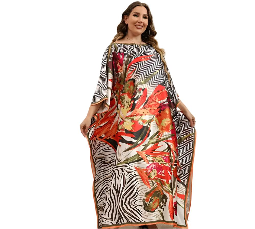 Plus Size Bohemian Nightdress - Silky Beach Robe & Homewear for Women - JVMCL