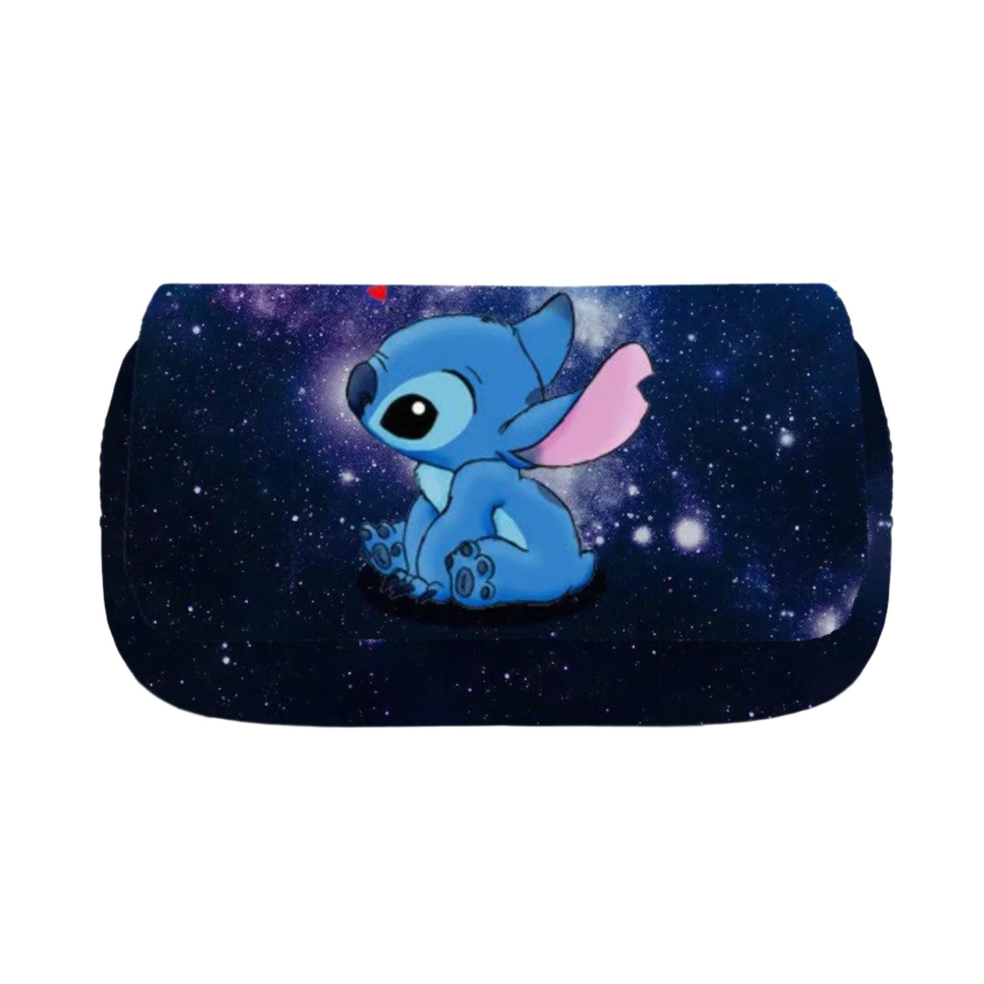 Stitch Fully Printed Flap Pen Bag - Large Capacity Cartoon Students Pencil Case - JVMCL