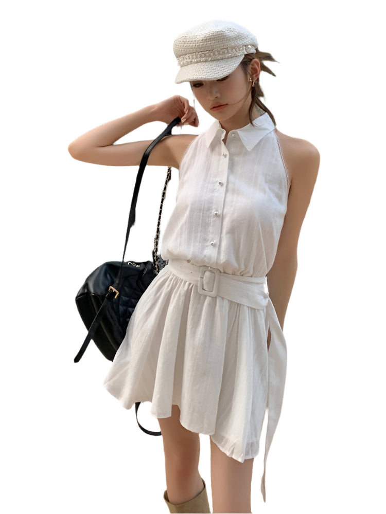 Sleeveless Wrap Waist A-Line Chic & Effortless Summer Fashion Mini Dress