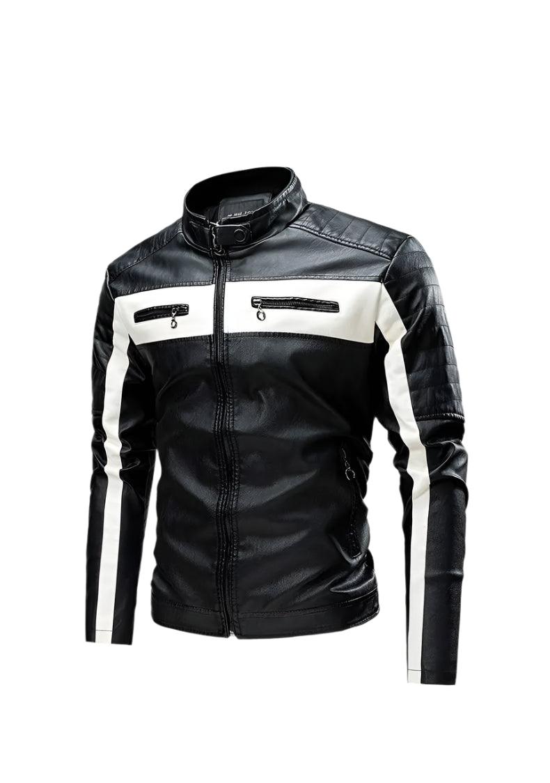 Standing Collar Leather Winter Jacket – Men's Business High-Grade PU Motorcycle Jacket - JVMCL