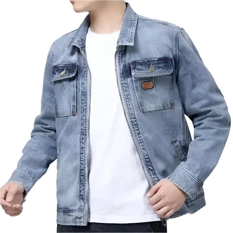 All-in-one Stylish Men's Denim Overalls Multi Pocket Autumn Winter Jacket - JVMCL