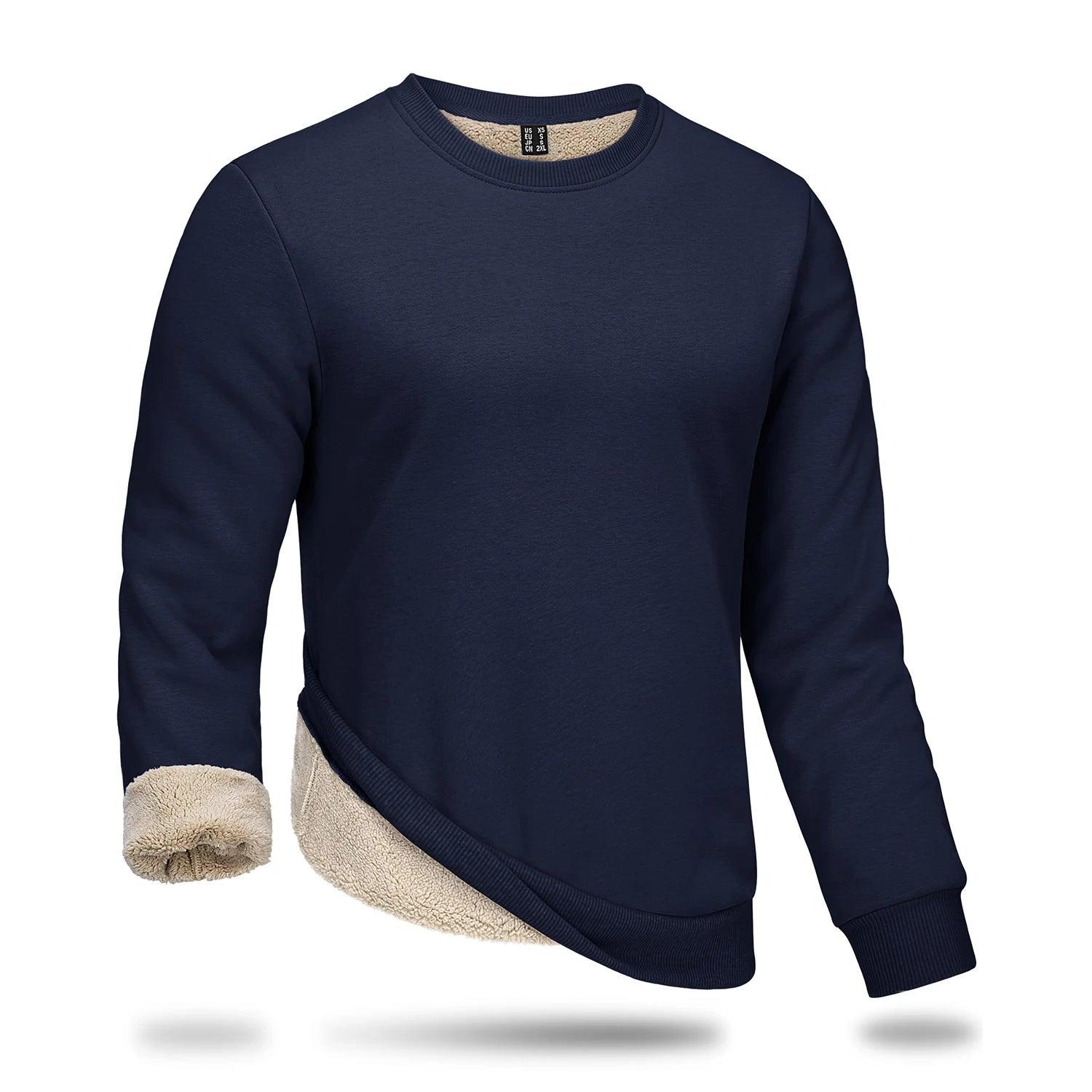 Men's Thickened Heavy Sherpa-Line Fleece Crewneck Sweatshirt Pullover - JVMCL