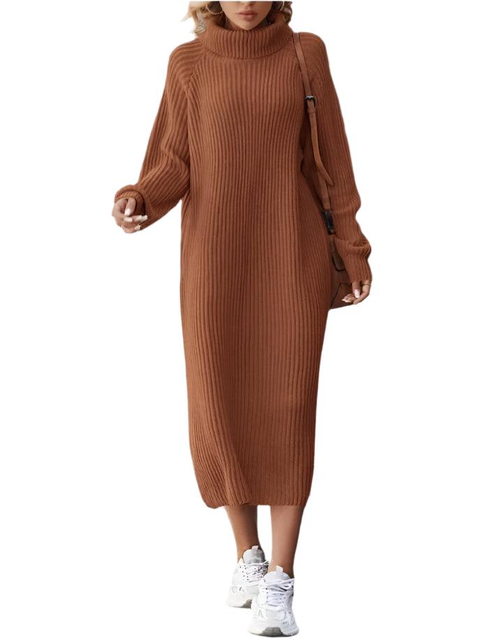 Warm Chic Loose Fit Mini Turtleneck Autumn/WinterLong Sleeve Sweater Dress - JVMCL