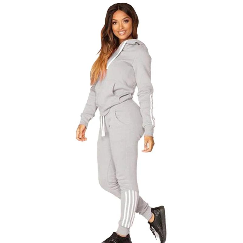 Women's Jogging Street Style Casual Hoodies & Pants 2-Piece Tracksuit Set - JVMCL