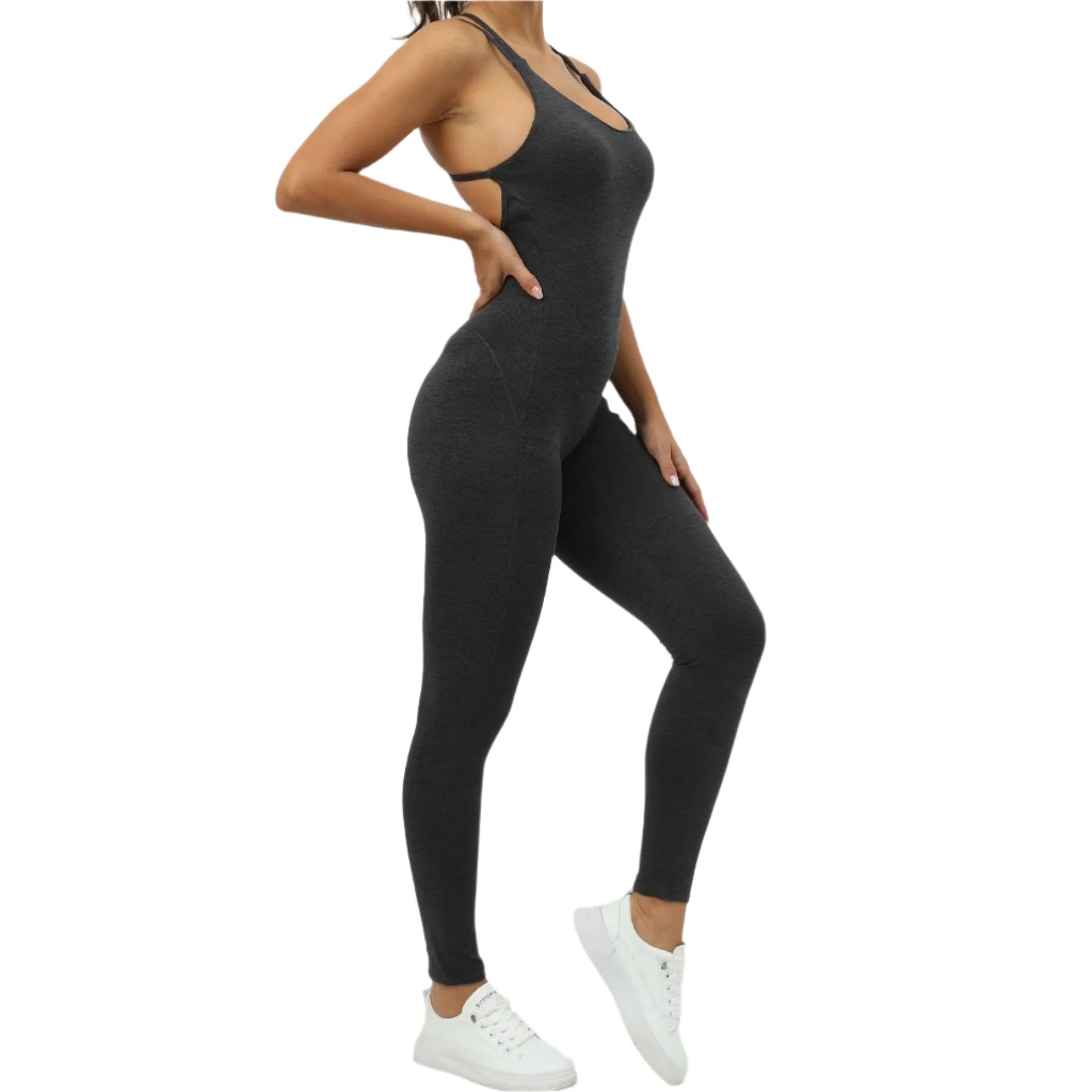 Sexy Backless Bodycon Scrunch Jumpsuit –Push-Up Dance Fitness Overalls for Women - JVMCL