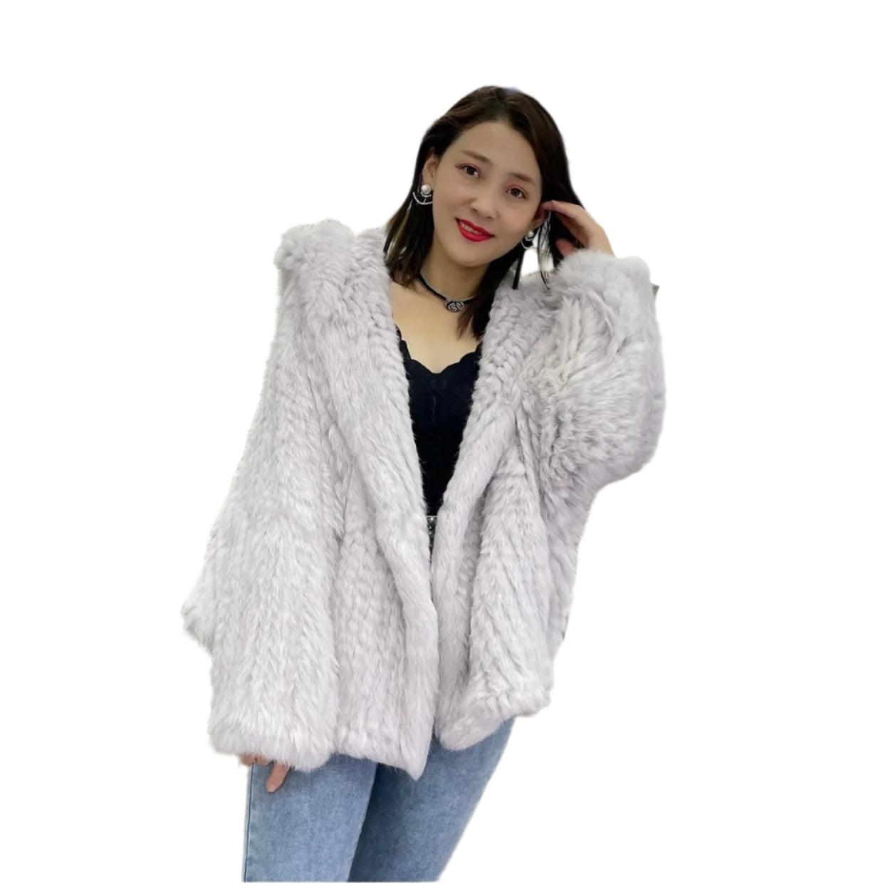 Luxurious Natural Rabbit Fur Hooded Coat – Soft, Warm & Elegant for Winter - JVMCL