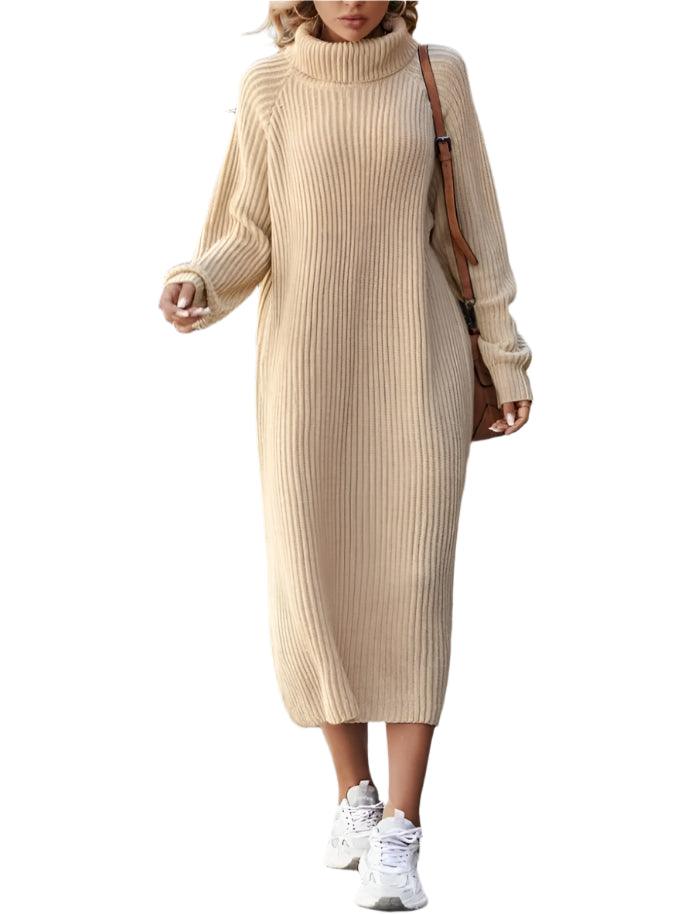 Warm Chic Loose Fit Mini Turtleneck Autumn/WinterLong Sleeve Sweater Dress - JVMCL